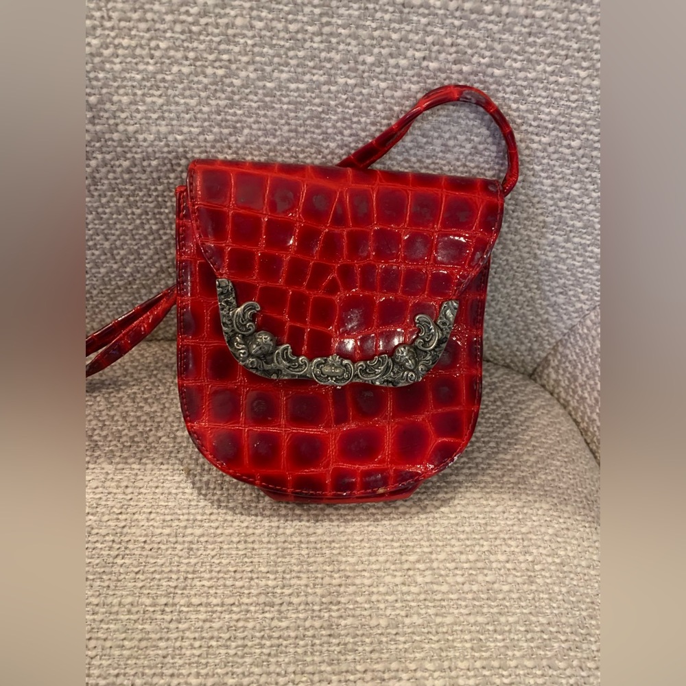 ANN TURK RED SNAKE SKIN CROSSBODY